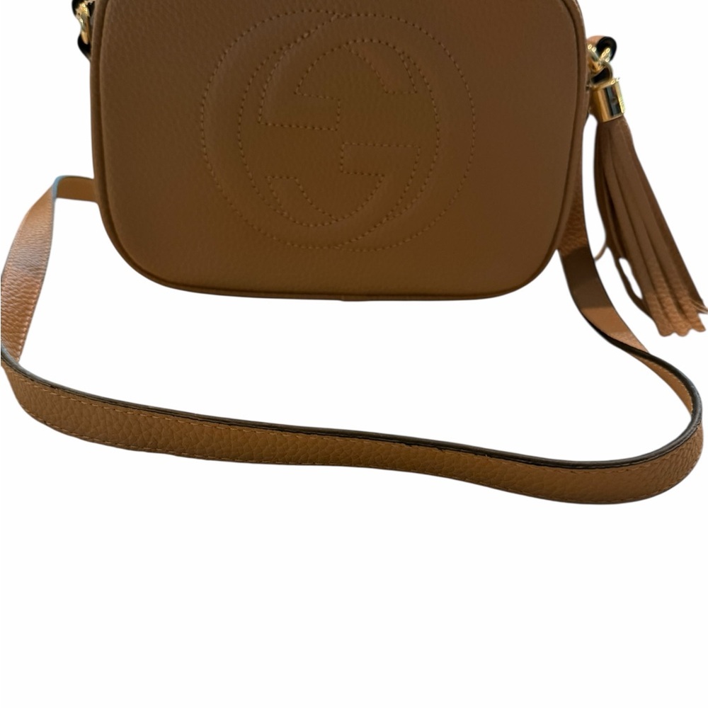 Gucci soho disco Pebbled Tan Leather Crossbody with Embossed Double G - Picture 5 of 8